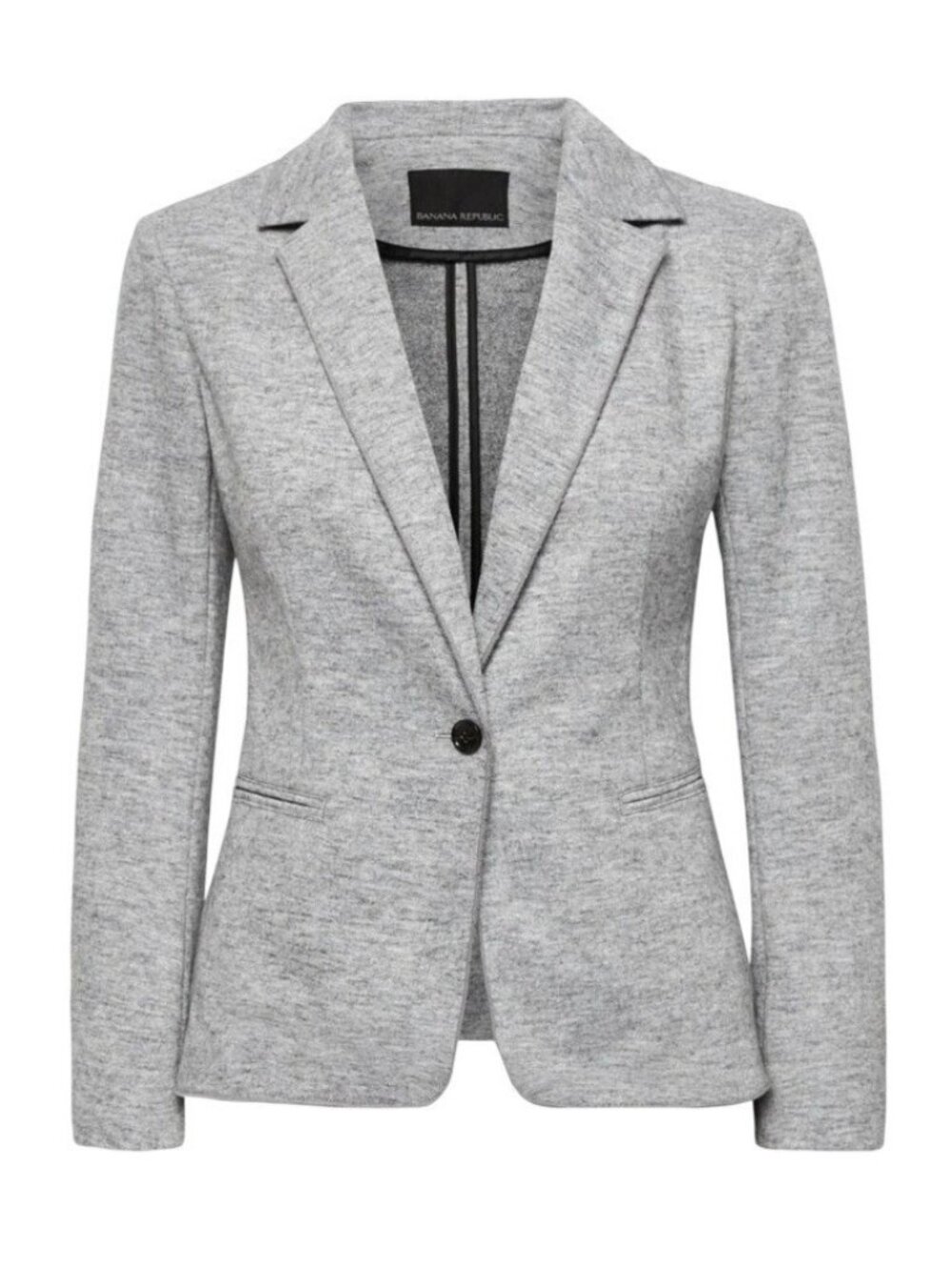 Banana Republic Long and Lean Blazer Women’s Size 0 Gray Knit Boiled Wool Blend